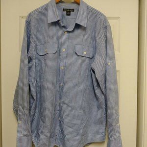 Michael Kors 2XL blue white check shirt‎